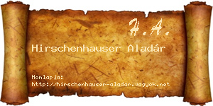 Hirschenhauser Aladár névjegykártya